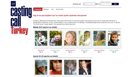Gap Casting Call Turkey Competion website design
